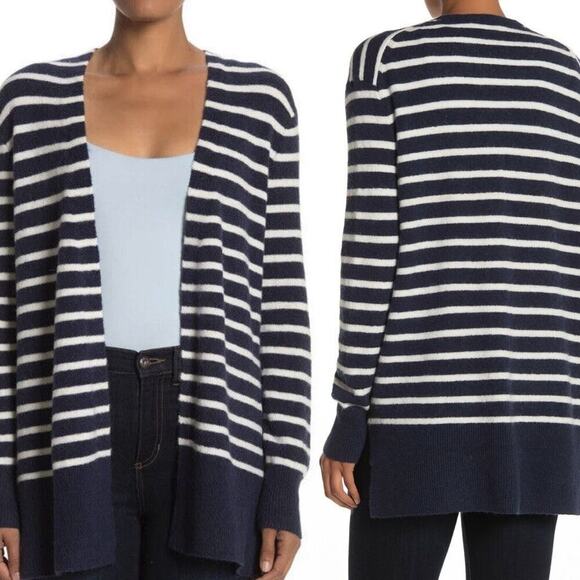 Madewell Walker Striped Open Front Cardigan Sweater Blue/White Size XXS - Picture 1 of 7